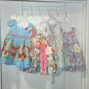 Lot of 4 Toddler Girls 2pc Floral Dress Sets